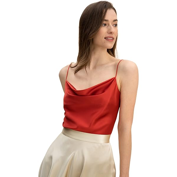 Lace Trim Long and Lean Cami Tank Top, S, Dark-Orange at